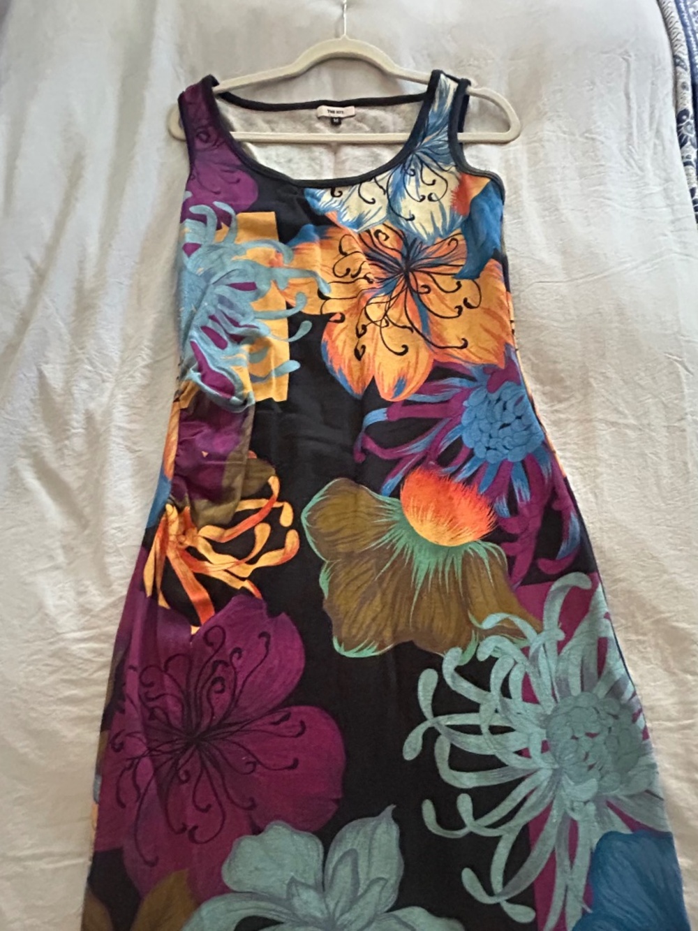 Midi Tank Dress | Black & Purple Camellia - M / Black & Purple Camellia × 1